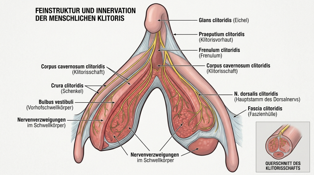 Grafik zur Kartierung der Nerven der Klitoris Anatomie